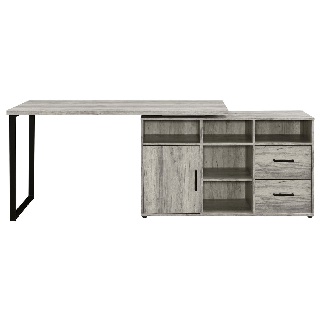 L-Shape Desk - Hertford L-shape Office Desk with Storage Grey Driftwood