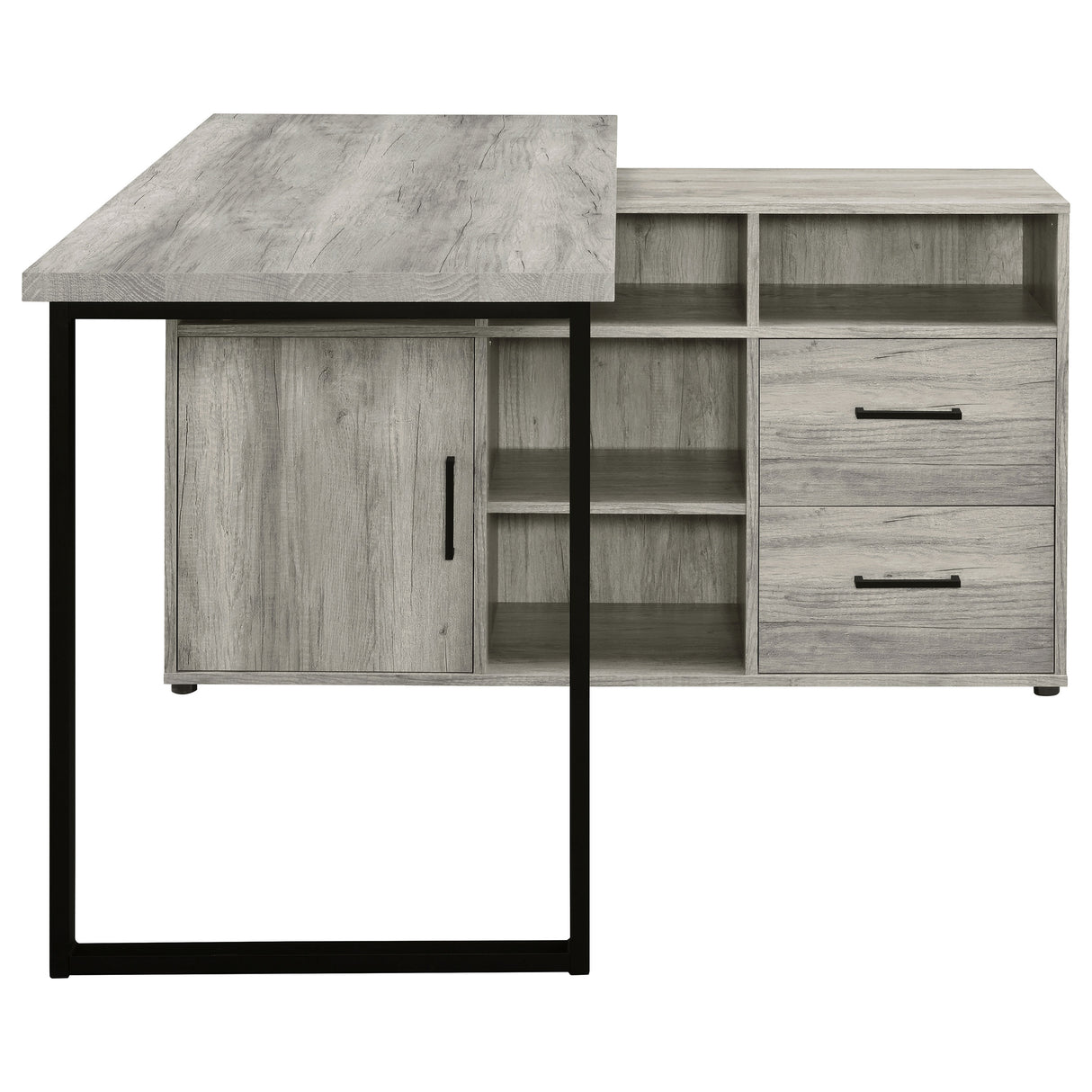 L-Shape Desk - Hertford L-shape Office Desk with Storage Grey Driftwood