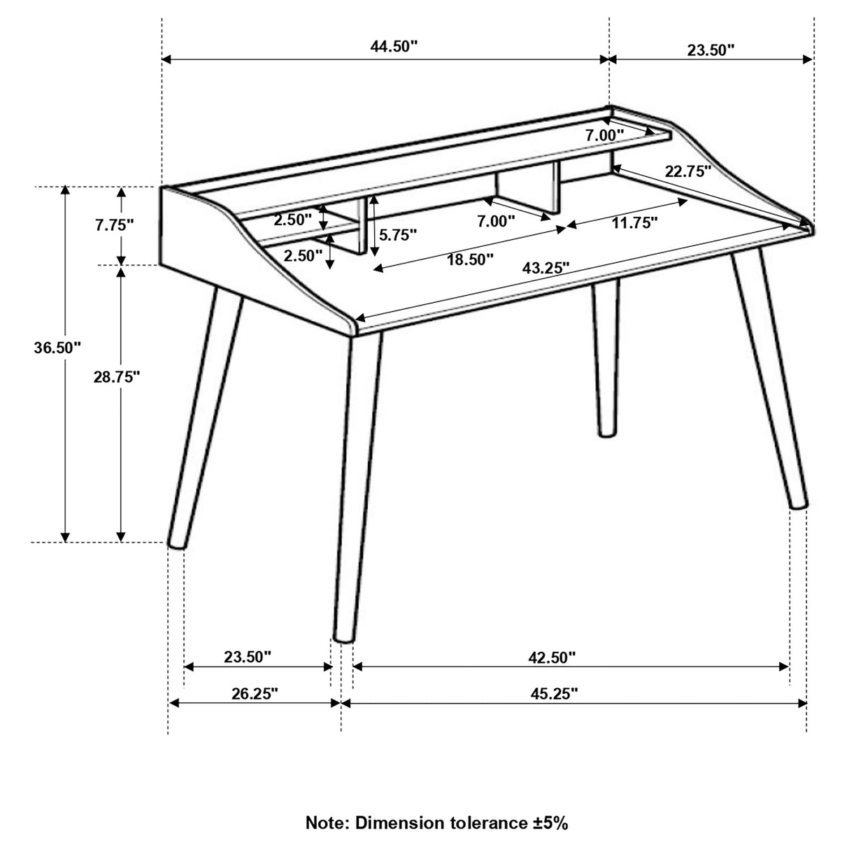 Writing Desk - Percy 4-Compartment Writing Desk White and Walnut