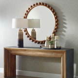Cyra Wood Beaded Round Mirror - Bronze by Uttermost - View 3