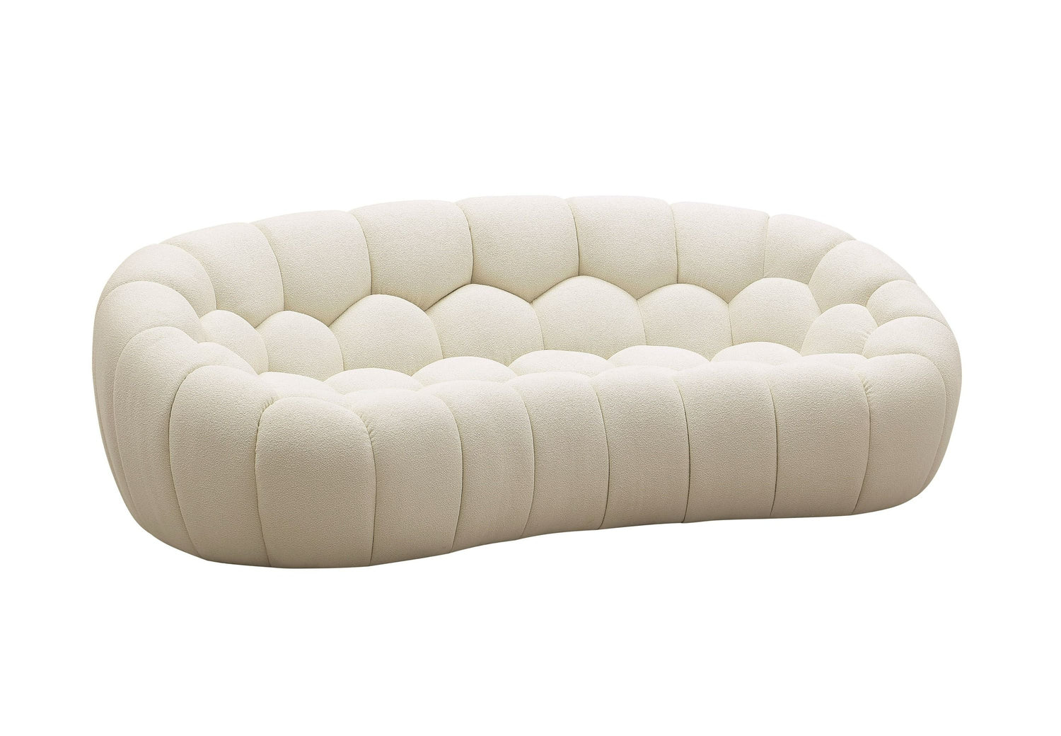 Divani Casa Yolonda - Modern Curved Off-White Fabric Loveseat - Home Elegance USA