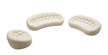 Divani Casa Yolonda - Modern Curved Off-White Fabric Sofa Set - sold by Home Elegance USA