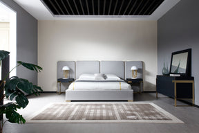 Eastern King Athena & Rothsay - Modern Grey Fabric + Wenge + Gold Bedroom Set - View Image 1