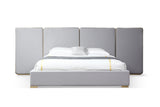 Eastern King Athena - Modern Light Grey Linen + Gold Bed - View Image 1