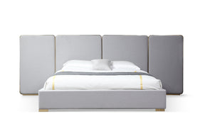 Eastern King Athena - Modern Light Grey Linen + Gold Bed - View Image 1