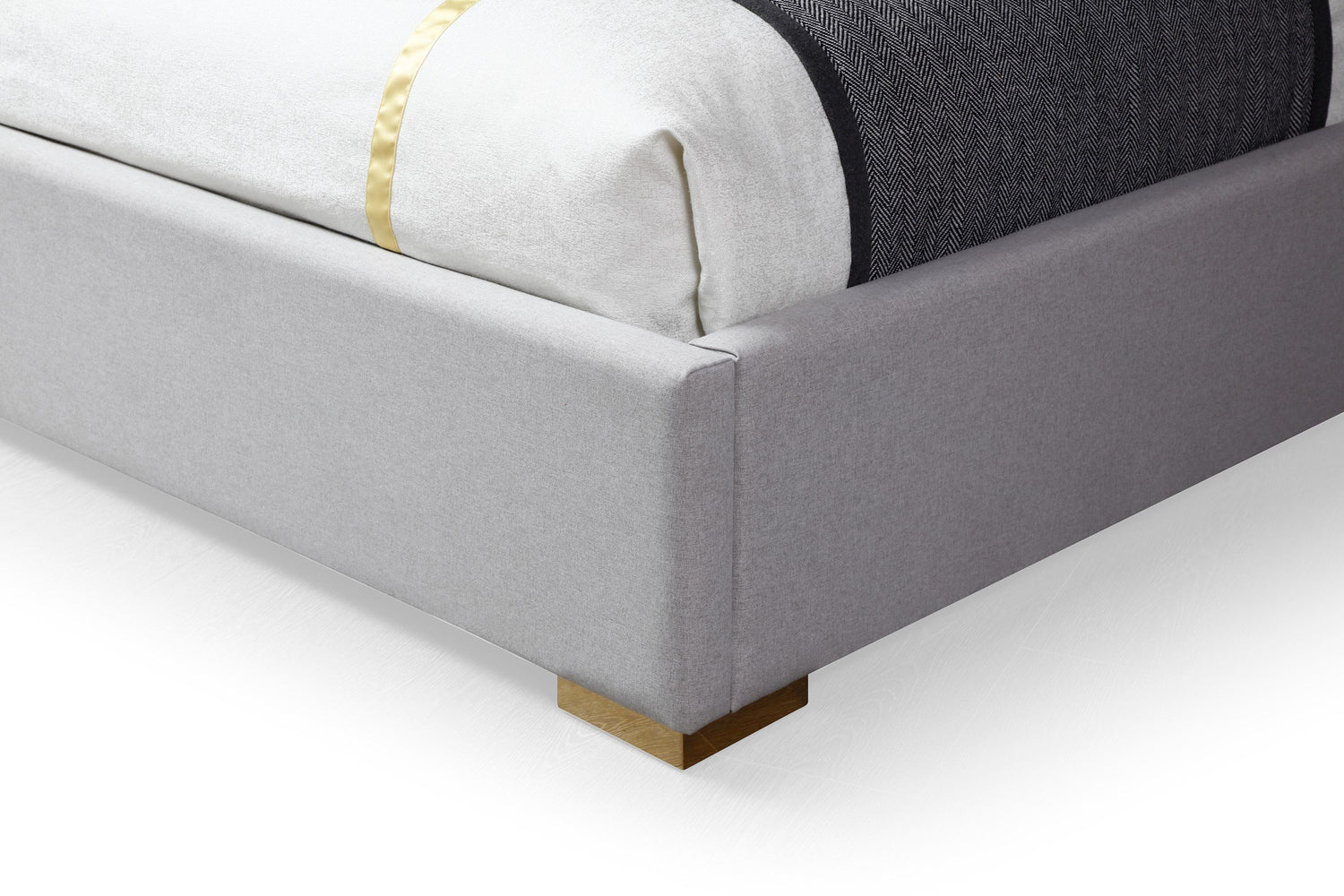 Eastern King Athena & Rothsay - Modern Grey Fabric + Wenge + Gold Bedroom Set