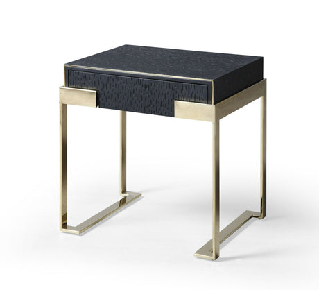 Eastern King Athena & Rothsay - Modern Grey Fabric + Wenge + Gold Bedroom Set