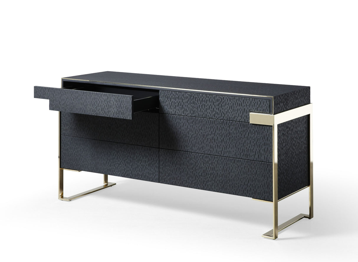 Eastern King Athena & Rothsay - Modern Grey Fabric + Wenge + Gold Bedroom Set