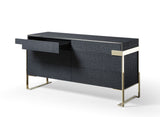 Eastern King Athena & Rothsay - Modern Grey Fabric + Wenge + Gold Bedroom Set