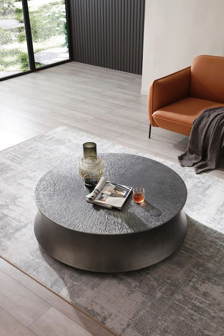 Modrest Airdrie - Modern Antique Grey Large Round Coffee Table - sold by Home Elegance USA