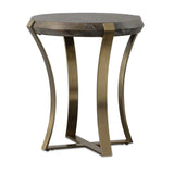 Unite Brass Leg Wood Side Table - Dark Brown / Yellow by Uttermost - View 1