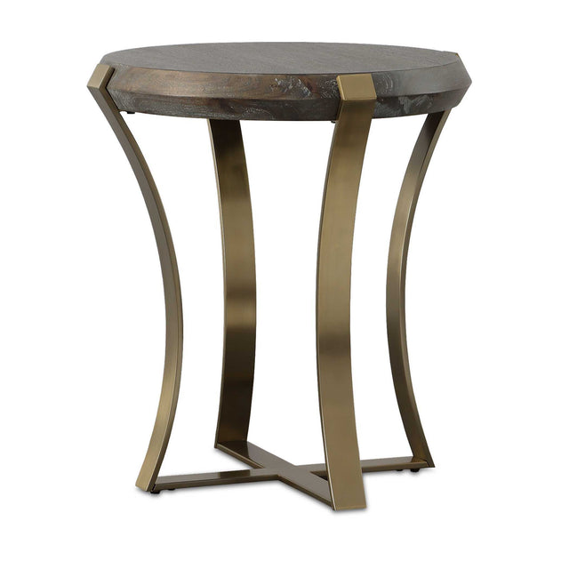 Unite Brass Leg Wood Side Table - Dark Brown / Yellow by Uttermost - View 1