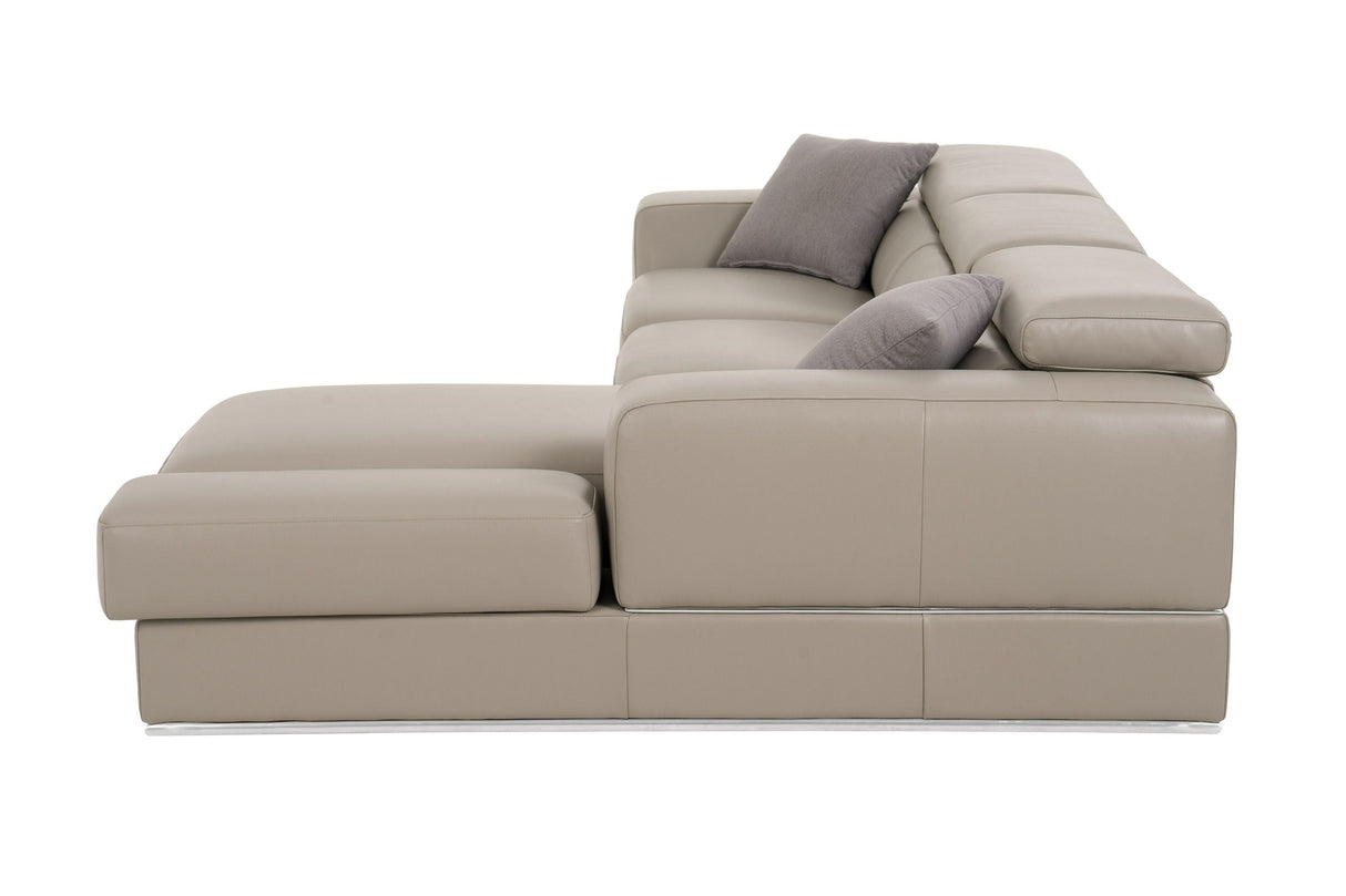 Divani Casa Pella Mini - Modern Grey Italian Leather Right Facing Chaise Sectional Sofa - Home Elegance USA