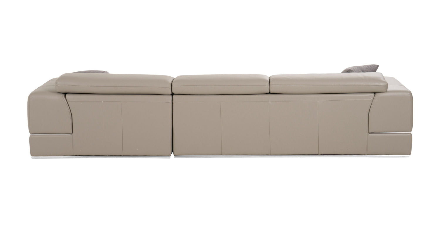 Divani Casa Pella Mini - Modern Grey Italian Leather Right Facing Chaise Sectional Sofa - Home Elegance USA
