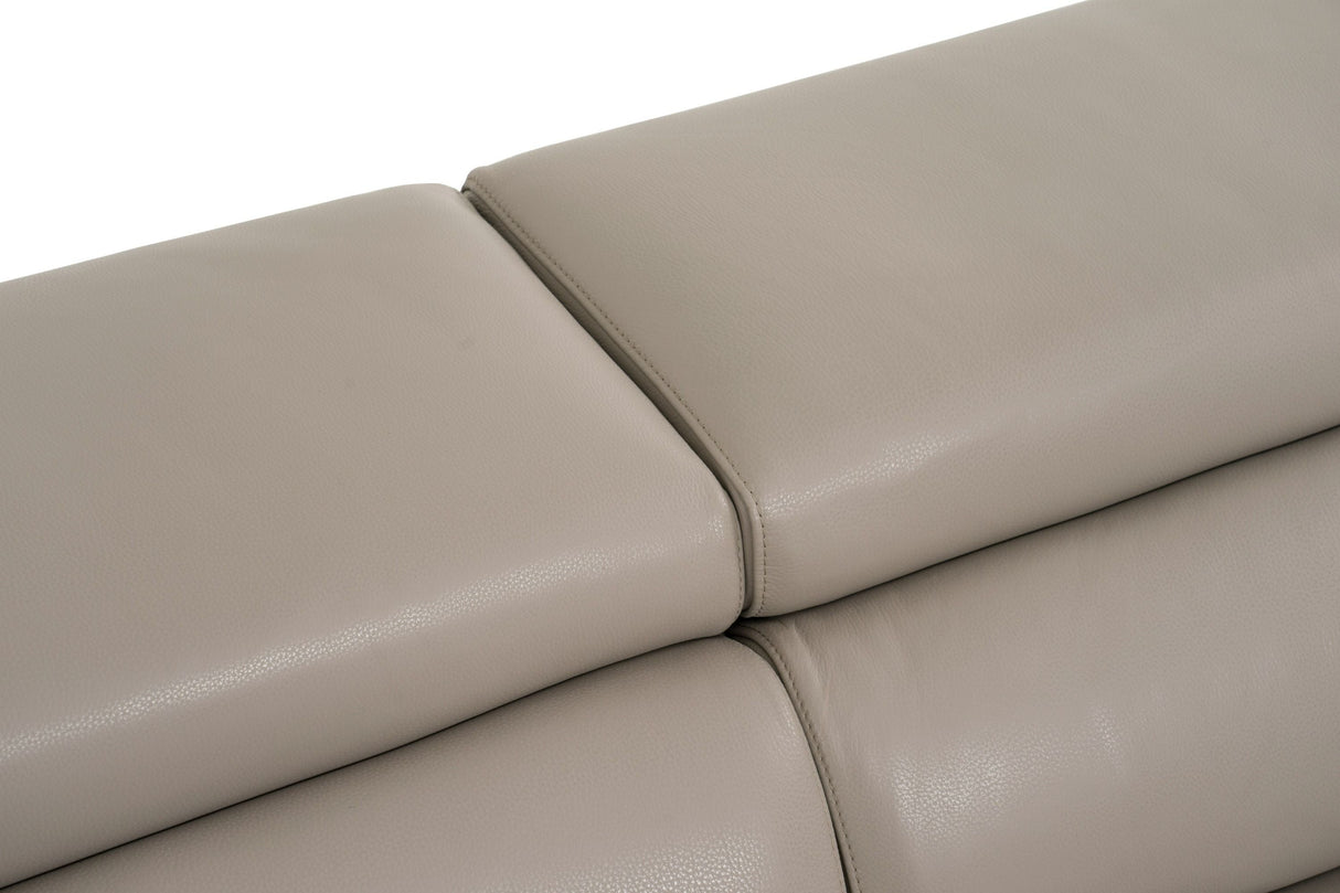 Divani Casa Pella Mini - Modern Grey Italian Leather Right Facing Chaise Sectional Sofa - Home Elegance USA