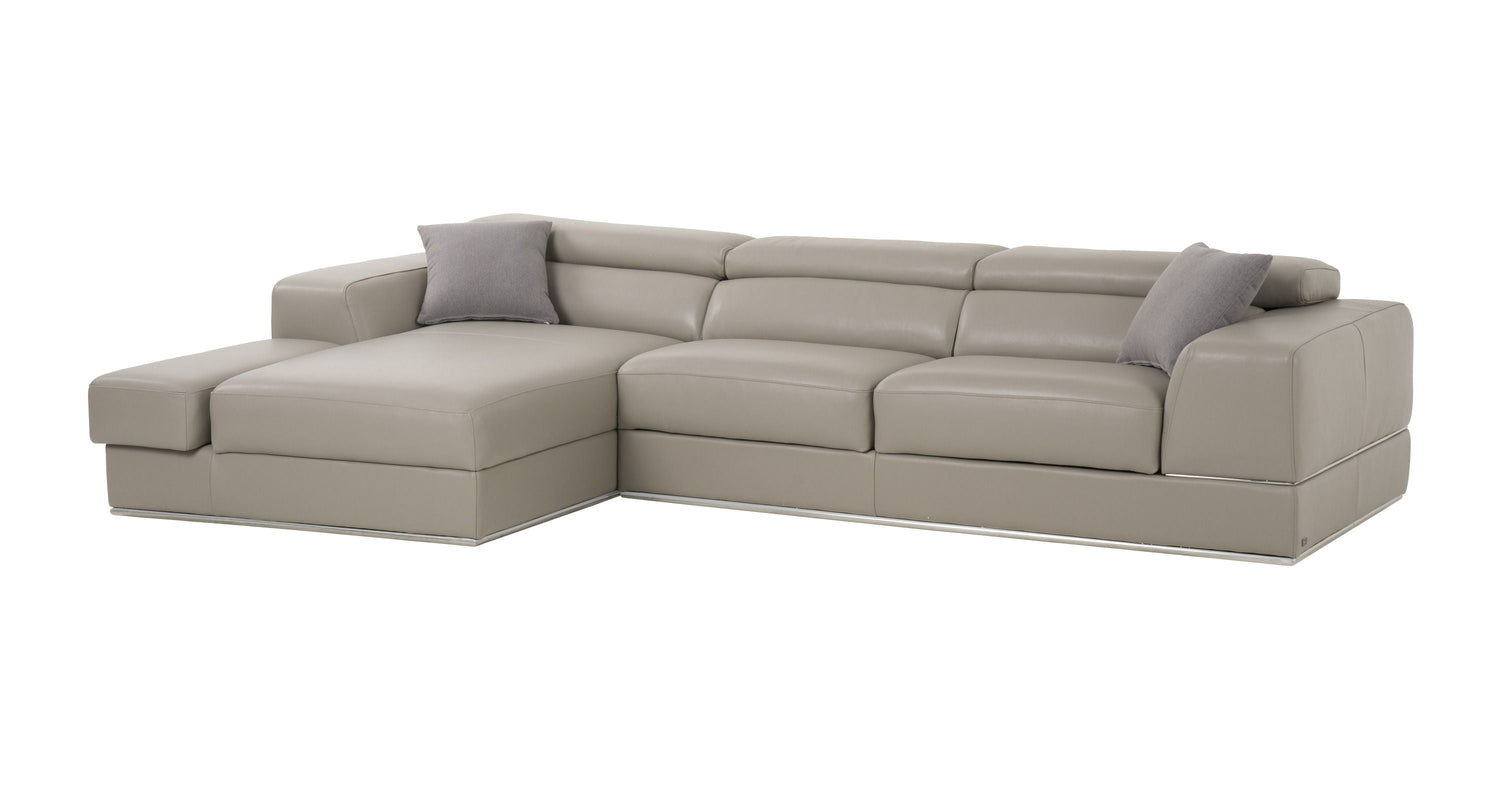 Divani Casa Pella Mini - Modern Grey Italian Leather Left Facing Sectional Sofa - Home Elegance USA