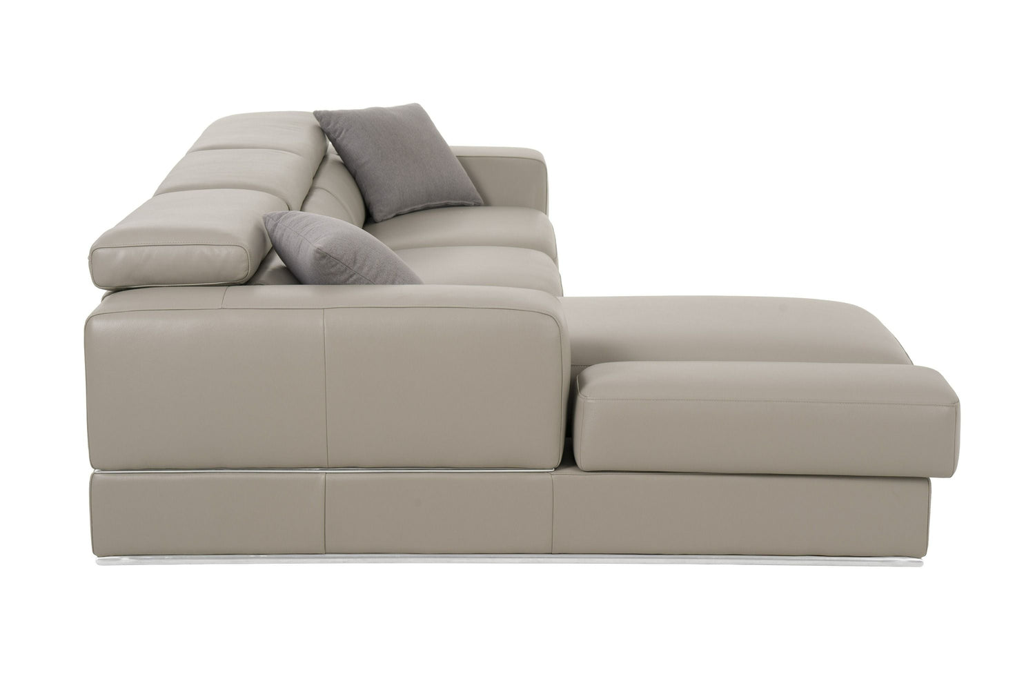Divani Casa Pella Mini - Modern Grey Italian Leather Left Facing Sectional Sofa - Home Elegance USA