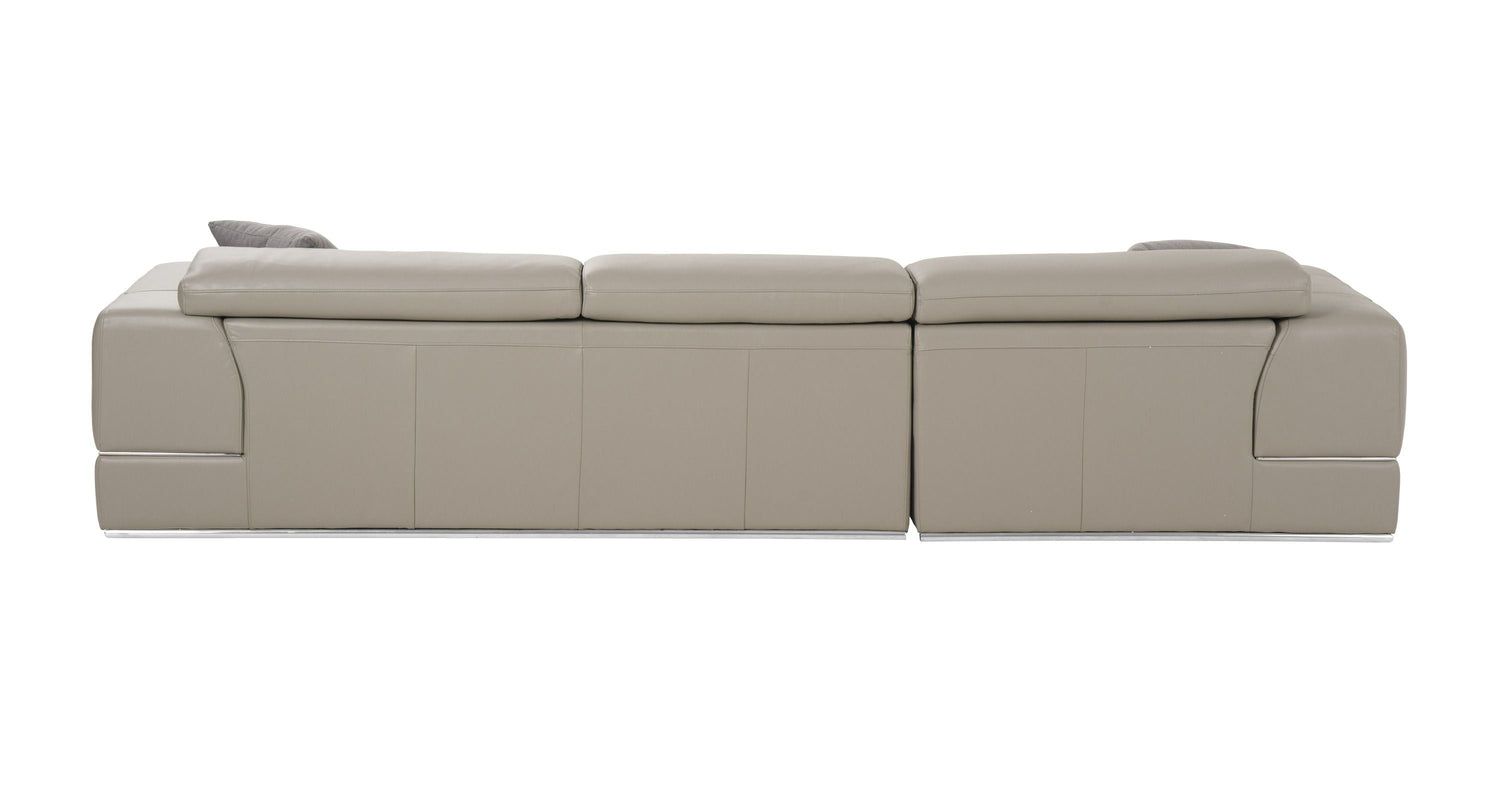 Divani Casa Pella Mini - Modern Grey Italian Leather Left Facing Sectional Sofa - Home Elegance USA
