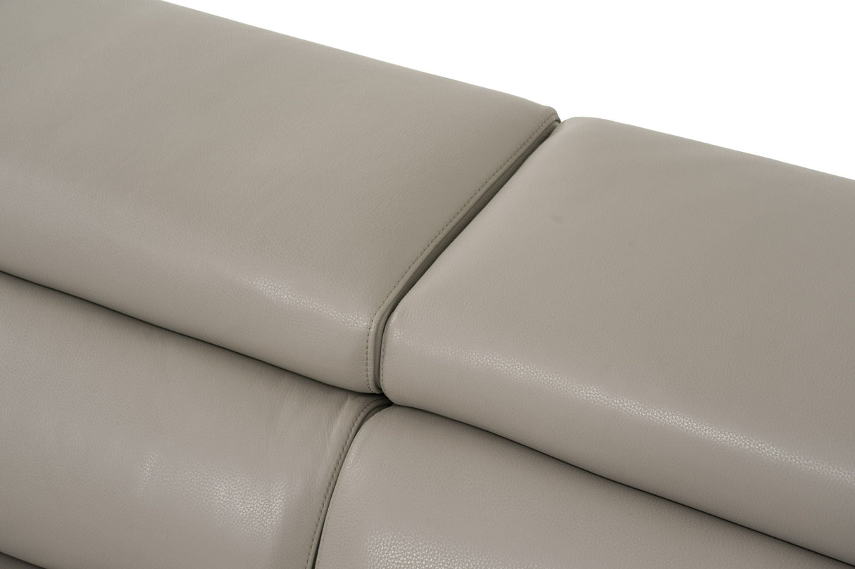 Divani Casa Pella Mini - Modern Grey Italian Leather Left Facing Sectional Sofa - Home Elegance USA