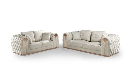 Divani Casa Dosie - Modern Beige Fabric Sofa & Loveseat Set - Home Elegance USA