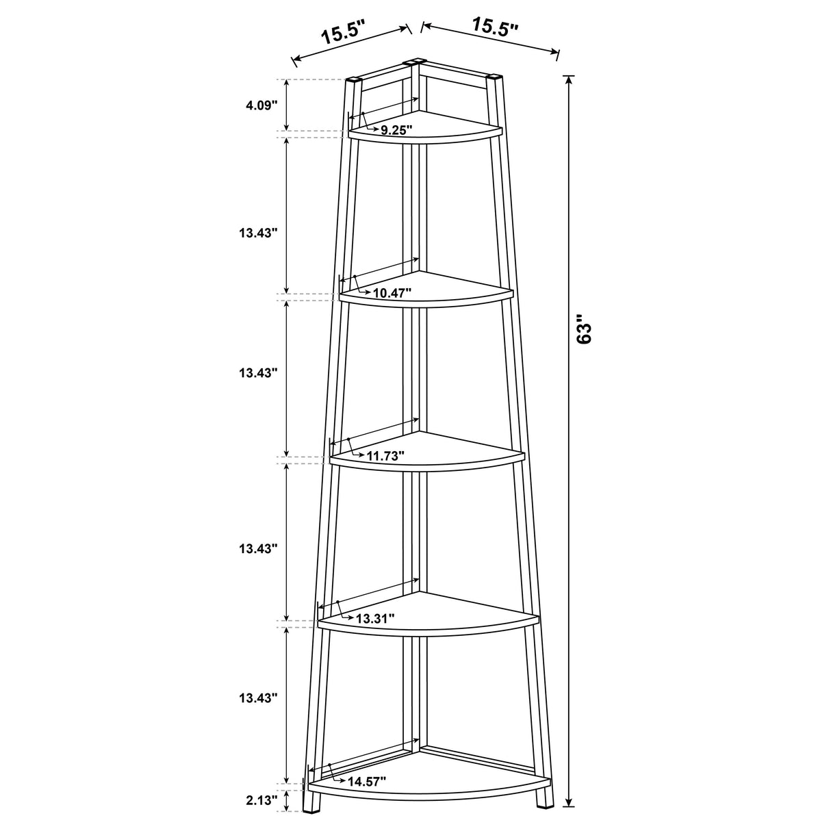 Corner Bookcase - Jacksonville 5-tier Corner Bookcase Aged Walnut