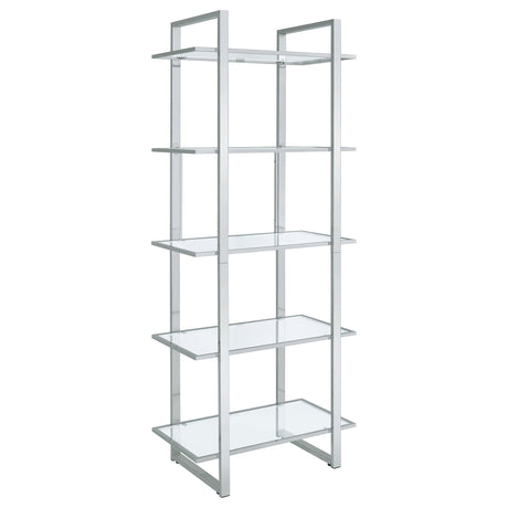 Bookcase - Hartford Glass Shelf Bookcase Chrome