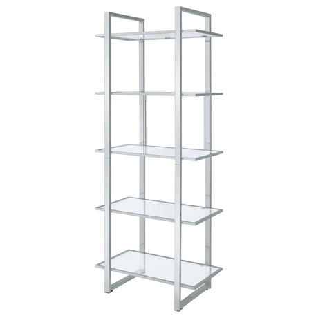 Bookcase - Hartford Glass Shelf Bookcase Chrome