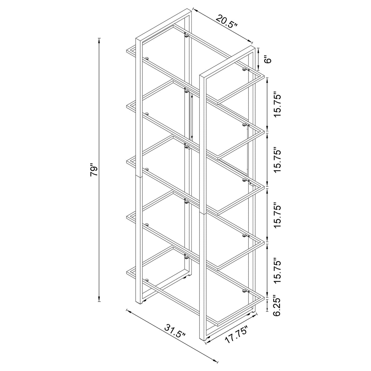 Bookcase - Hartford Glass Shelf Bookcase Chrome