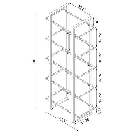 Bookcase - Hartford Glass Shelf Bookcase Chrome