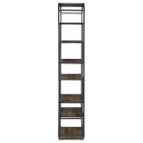 Bookcase - Leland 6-shelf Bookcase Rustic Brown and Dark Grey