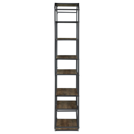 Bookcase - Leland 6-shelf Bookcase Rustic Brown and Dark Grey