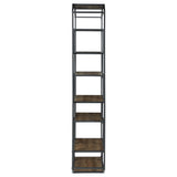 Bookcase - Leland 6-shelf Bookcase Rustic Brown and Dark Grey