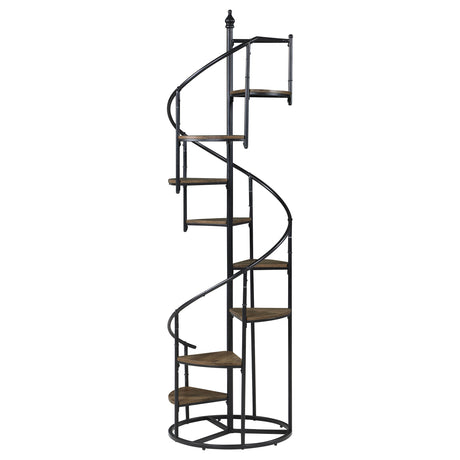 Bookcase - Roseglen 8-shelf Staircase Bookcase Rustic Brown and Black