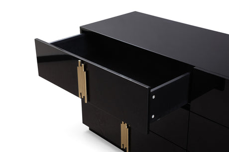 Modrest Token - Modern Black + Gold Wide Dresser