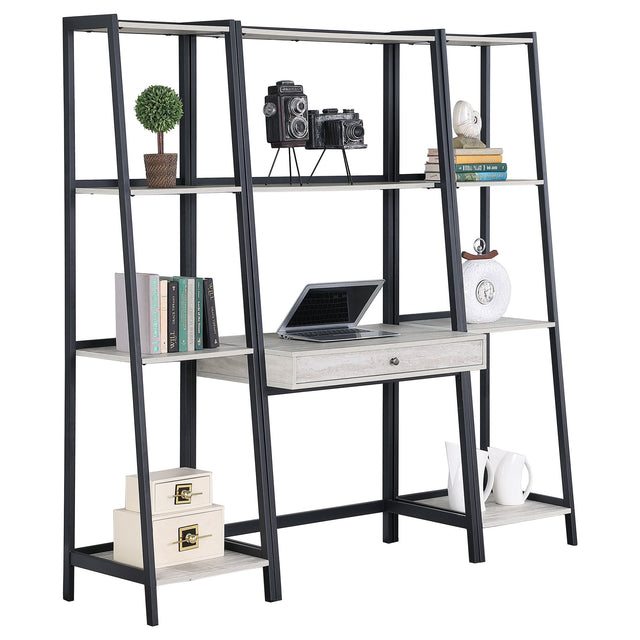 3 Pc Desk Set - Pinckard 3 - piece Ladder Desk Set Grey Stone and Black - 805801 - S3 - image - 1