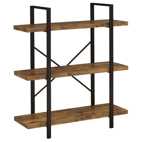 Bookcase - Cole 3-Shelf Bookcase Antique Nutmeg and Black