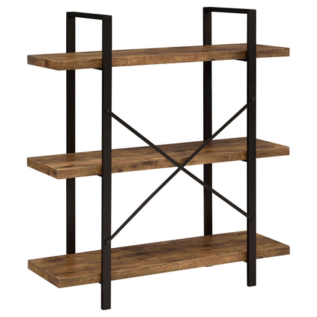 Bookcase - Cole 3-Shelf Bookcase Antique Nutmeg and Black