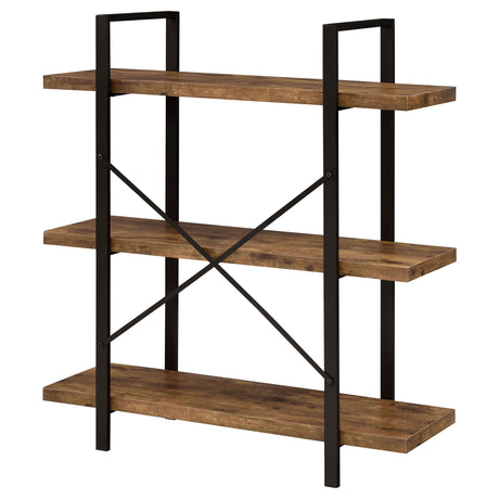 Bookcase - Cole 3-Shelf Bookcase Antique Nutmeg and Black