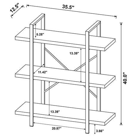 Bookcase - Cole 3-Shelf Bookcase Antique Nutmeg and Black