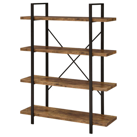 Bookcase - Cole 4-Shelf Bookcase Antique Nutmeg and Black