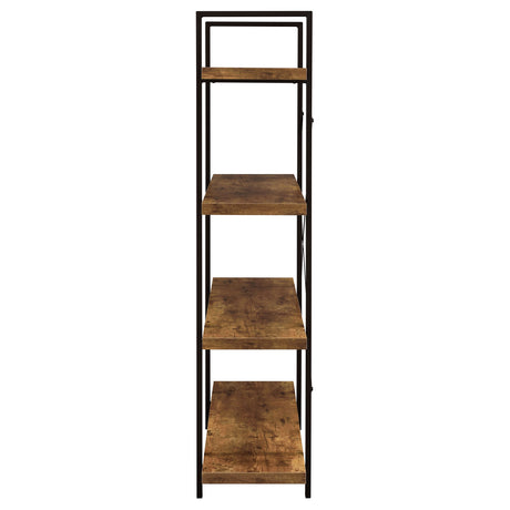 Bookcase - Cole 4-Shelf Bookcase Antique Nutmeg and Black