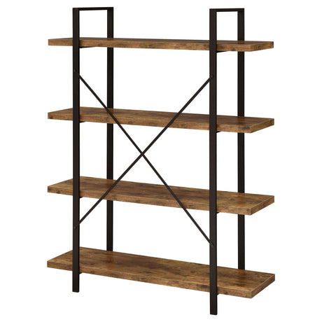 Bookcase - Cole 4-Shelf Bookcase Antique Nutmeg and Black