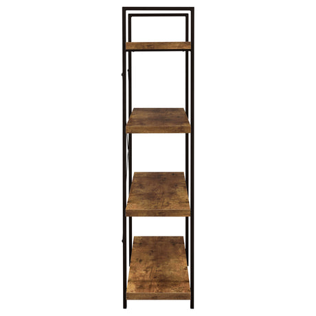 Bookcase - Cole 4-Shelf Bookcase Antique Nutmeg and Black