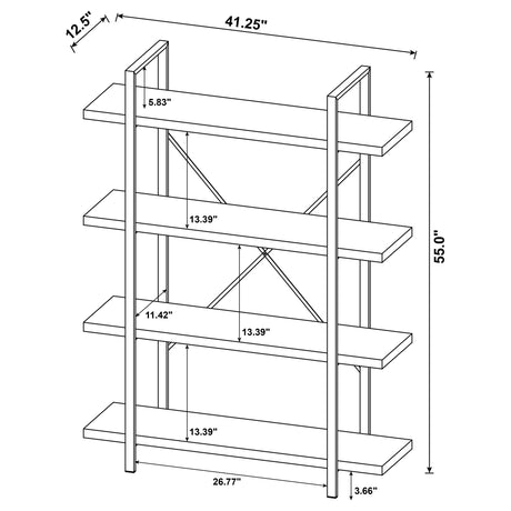 Bookcase - Cole 4-Shelf Bookcase Antique Nutmeg and Black