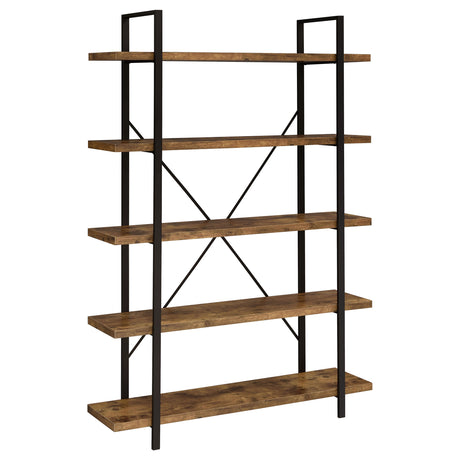 Bookcase - Cole 5-Shelf Bookcase Antique Nutmeg and Black