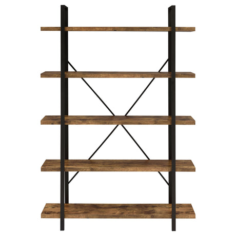 Bookcase - Cole 5-Shelf Bookcase Antique Nutmeg and Black