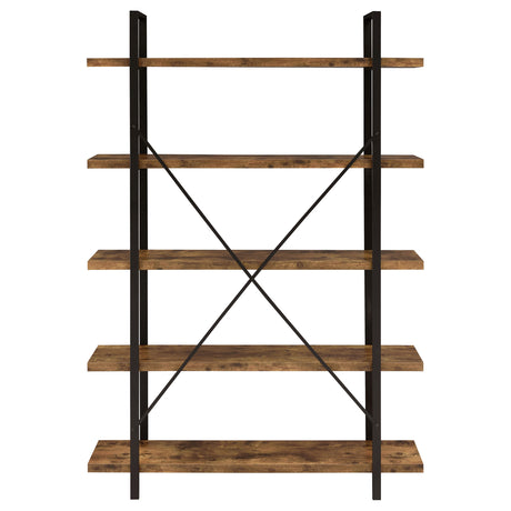 Bookcase - Cole 5-Shelf Bookcase Antique Nutmeg and Black