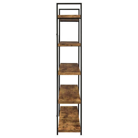 Bookcase - Cole 5-Shelf Bookcase Antique Nutmeg and Black