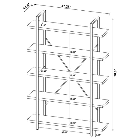 Bookcase - Cole 5-Shelf Bookcase Antique Nutmeg and Black