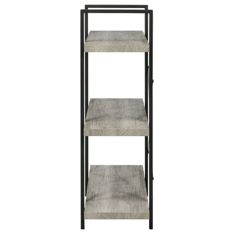 Bookcase - Cole 3-Shelf Bookcase Grey Driftwood and Gunmetal